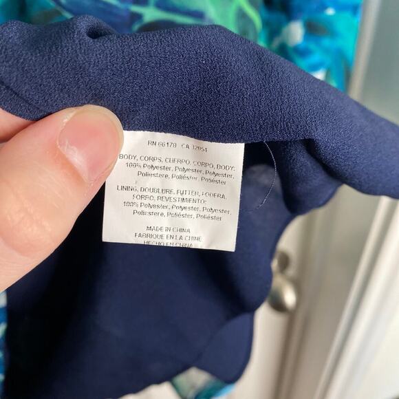 ANTHROPOLOGIE Chloe Oliver Parterre Swing Dress Blue Green Size XS Tropical - Picture 8 of 9